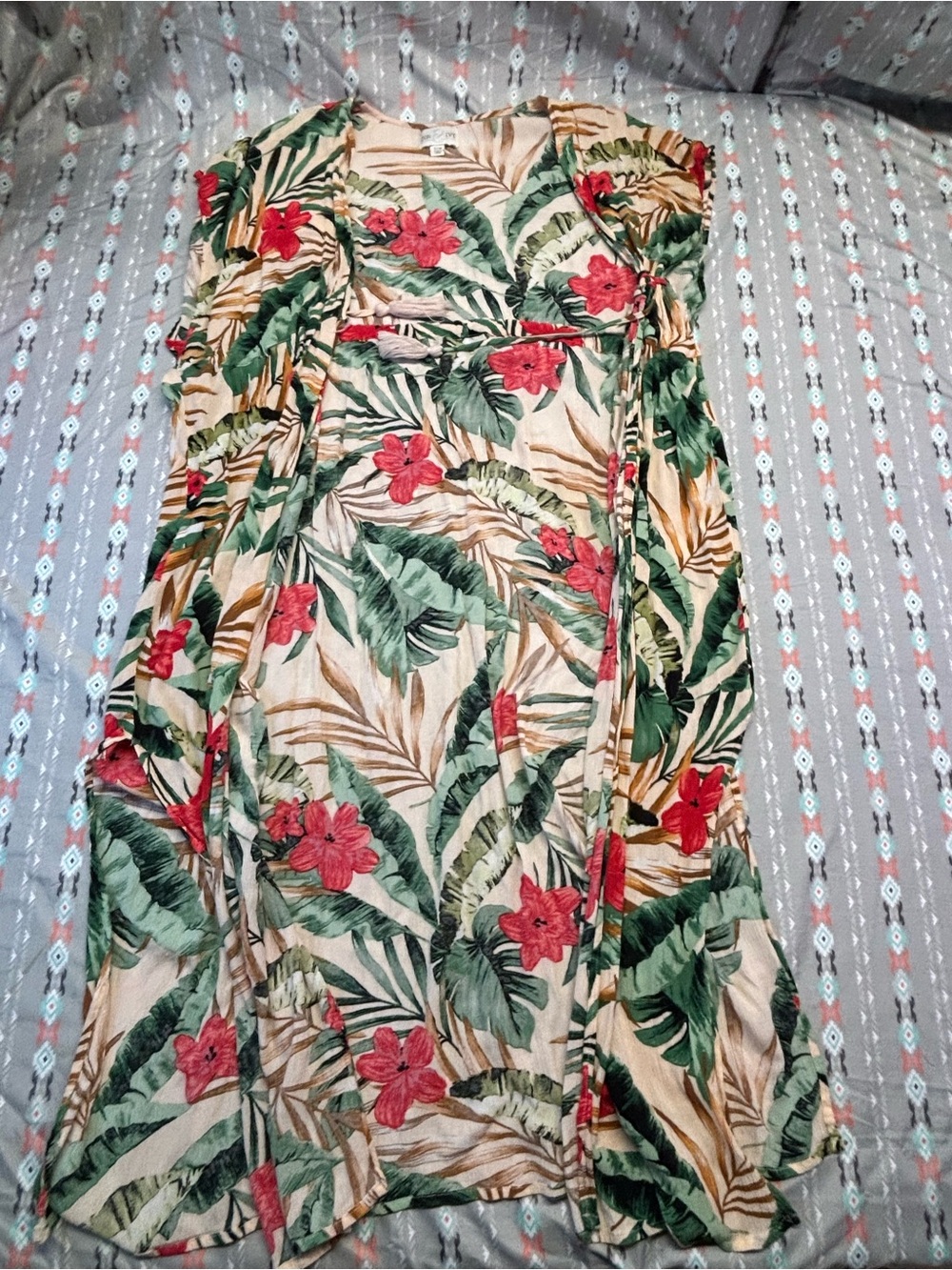 🍄Tropical Floral Tie-Front Kimono